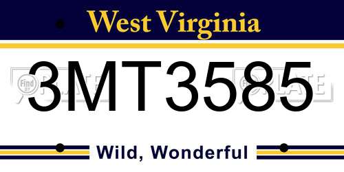 3MT3585 West Virginia License Plate