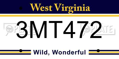 3MT472 West Virginia License Plate