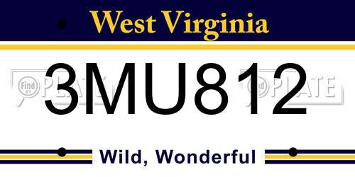3MU812 West Virginia License Plate