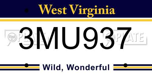 3MU937 West Virginia License Plate