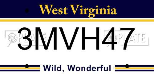 3MVH47 West Virginia License Plate
