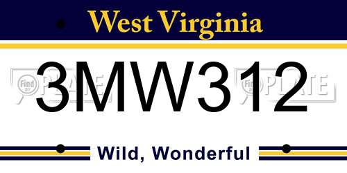 3MW312 West Virginia License Plate