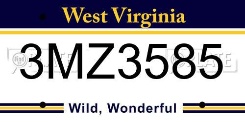 3MZ3585 West Virginia License Plate