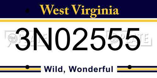 3N02555 West Virginia License Plate
