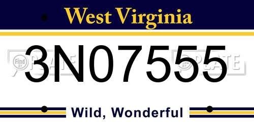 3N07555 West Virginia License Plate