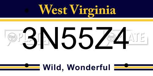 3N55Z4 West Virginia License Plate