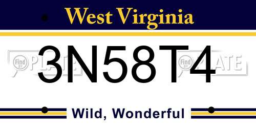 3N58T4 West Virginia License Plate