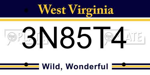 3N85T4 West Virginia License Plate