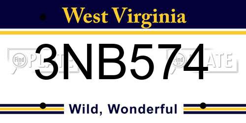 3NB574 West Virginia License Plate