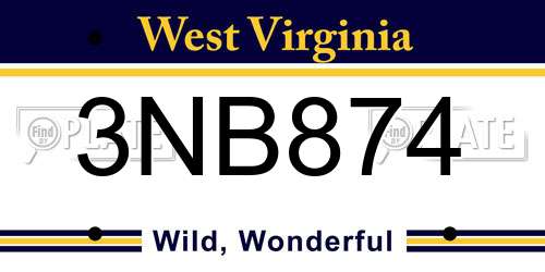 3NB874 West Virginia License Plate