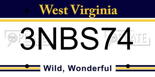 3NBS74 West Virginia License Plate