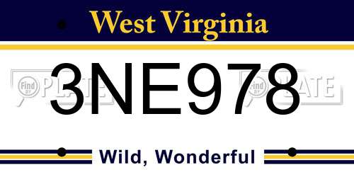 3NE978 West Virginia License Plate