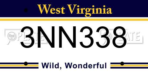 3NN338 West Virginia License Plate