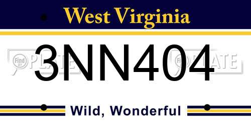 3NN404 West Virginia License Plate