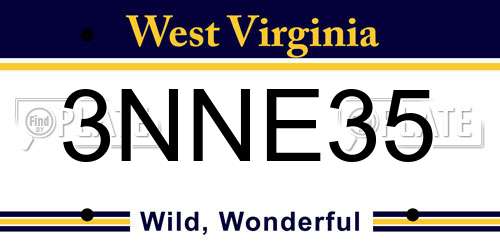 3NNE35 West Virginia License Plate