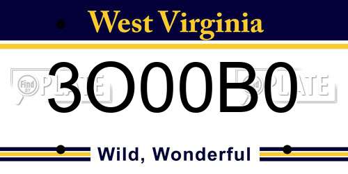 3O00B0 West Virginia License Plate