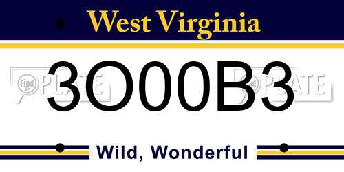 3O00B3 West Virginia License Plate