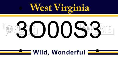 3O00S3 West Virginia License Plate