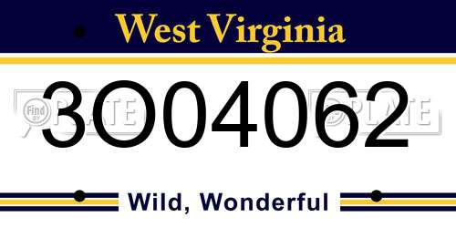 3O04062 West Virginia License Plate