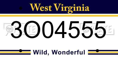 3O04555 West Virginia License Plate