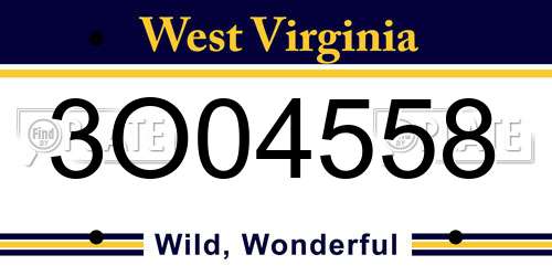 3O04558 West Virginia License Plate