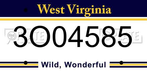 3O04585 West Virginia License Plate
