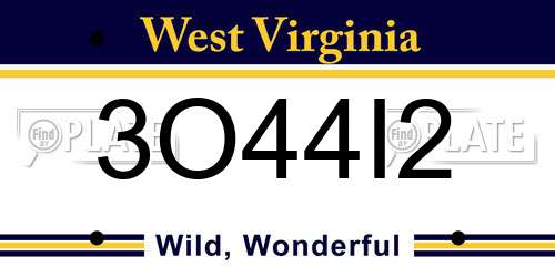 3O44I2 West Virginia License Plate