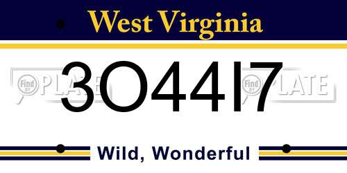 3O44I7 West Virginia License Plate
