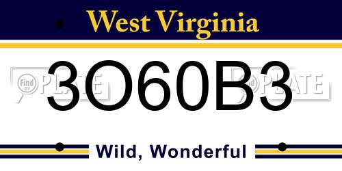 3O60B3 West Virginia License Plate