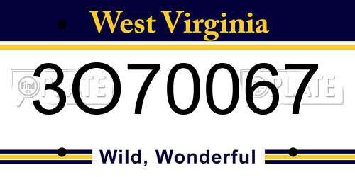 3O70067 West Virginia License Plate