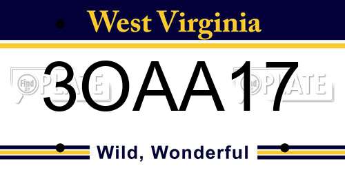 3OAA17 West Virginia License Plate