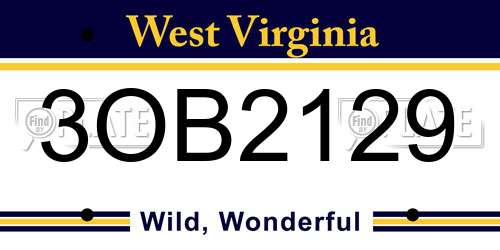3OB2129 West Virginia License Plate
