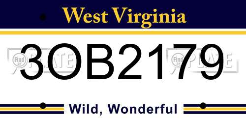 3OB2179 West Virginia License Plate