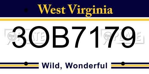 3OB7179 West Virginia License Plate