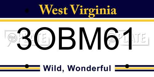 3OBM61 West Virginia License Plate