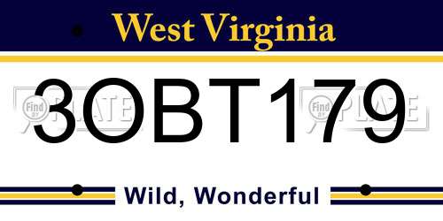 3OBT179 West Virginia License Plate