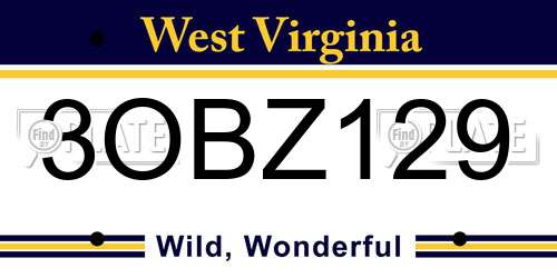 3OBZ129 West Virginia License Plate