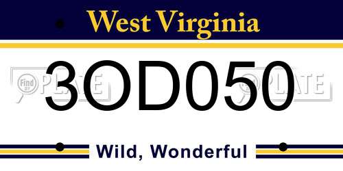 3OD050 West Virginia License Plate