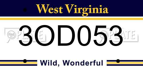 3OD053 West Virginia License Plate