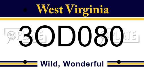 3OD080 West Virginia License Plate