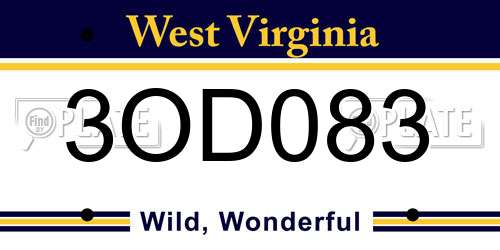 3OD083 West Virginia License Plate