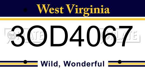 3OD4067 West Virginia License Plate