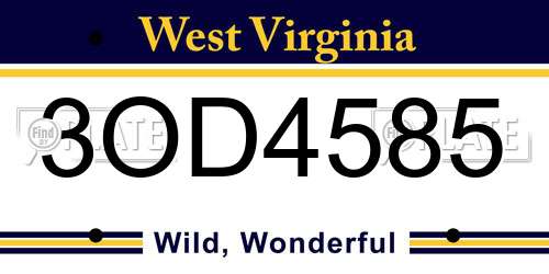 3OD4585 West Virginia License Plate