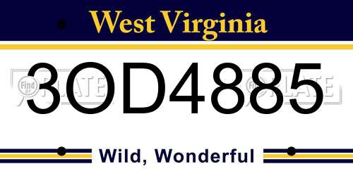 3OD4885 West Virginia License Plate