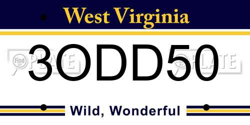 3ODD50 West Virginia License Plate