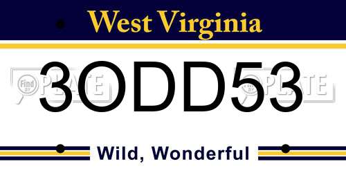 3ODD53 West Virginia License Plate