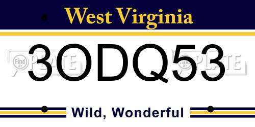 3ODQ53 West Virginia License Plate