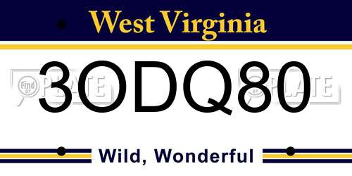 3ODQ80 West Virginia License Plate