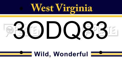 3ODQ83 West Virginia License Plate