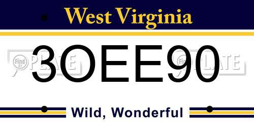 3OEE90 West Virginia License Plate